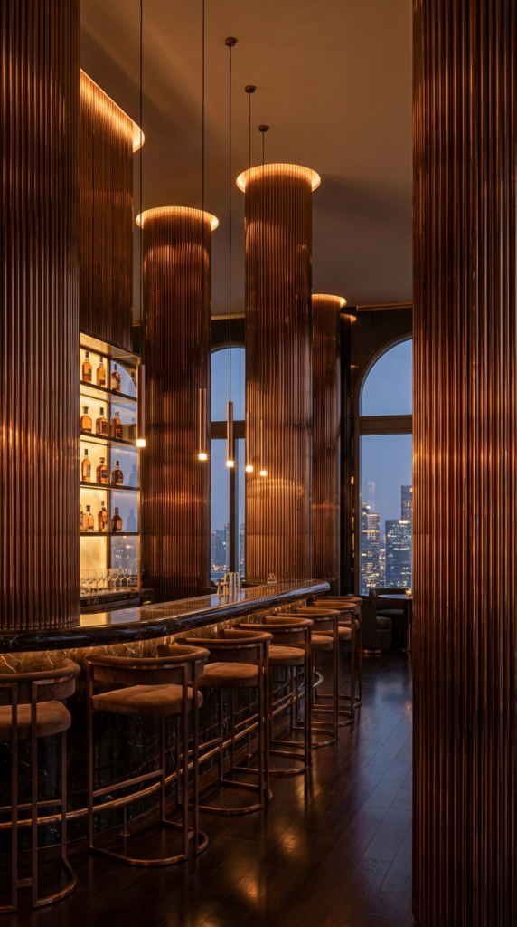 Bronze Flexpanel columns in a bar