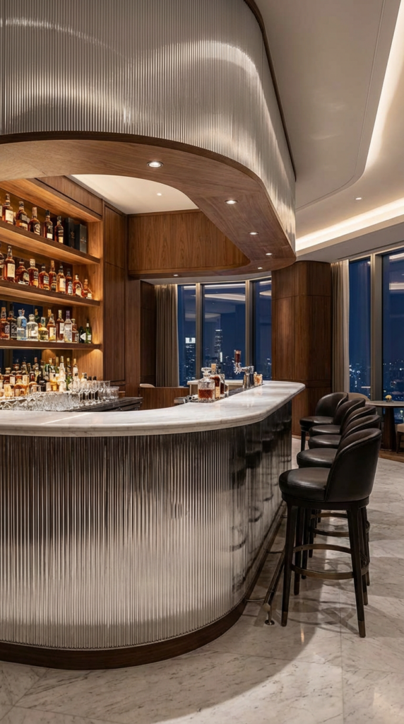 Curved silver Flexpanel bar front