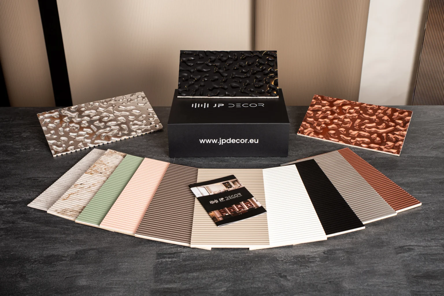 JP Decor sample box with panel samples